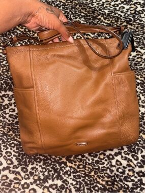 Coach Pebbled Leather Shoulder Bag in Cognac Brown